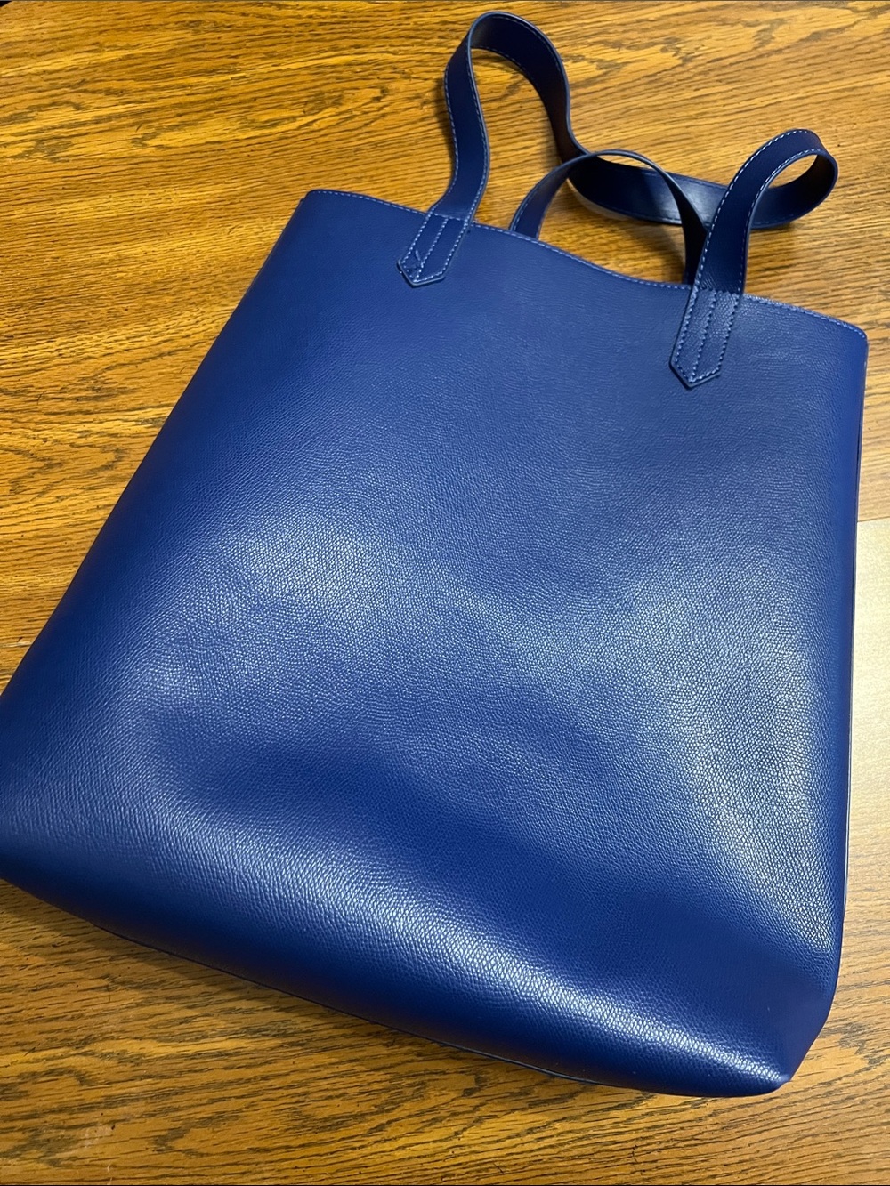 Classic Blue Leather Tote Bag